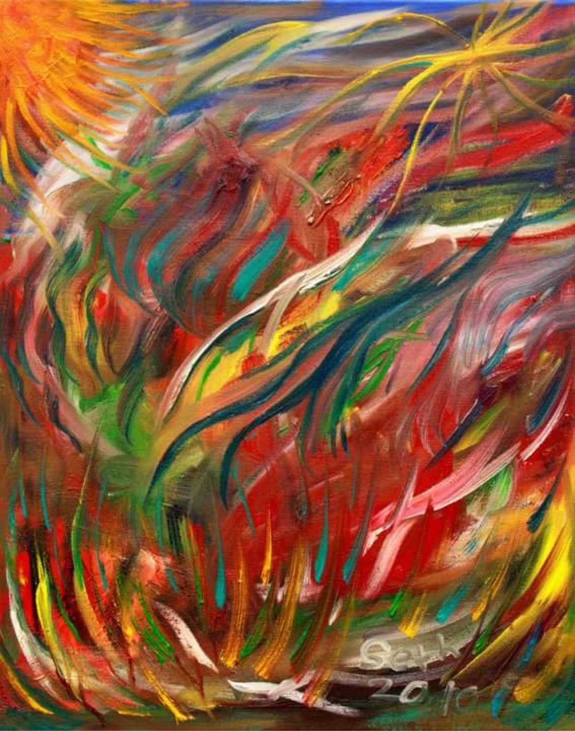 Colorful abstract oil painting by Seth Caulfield
