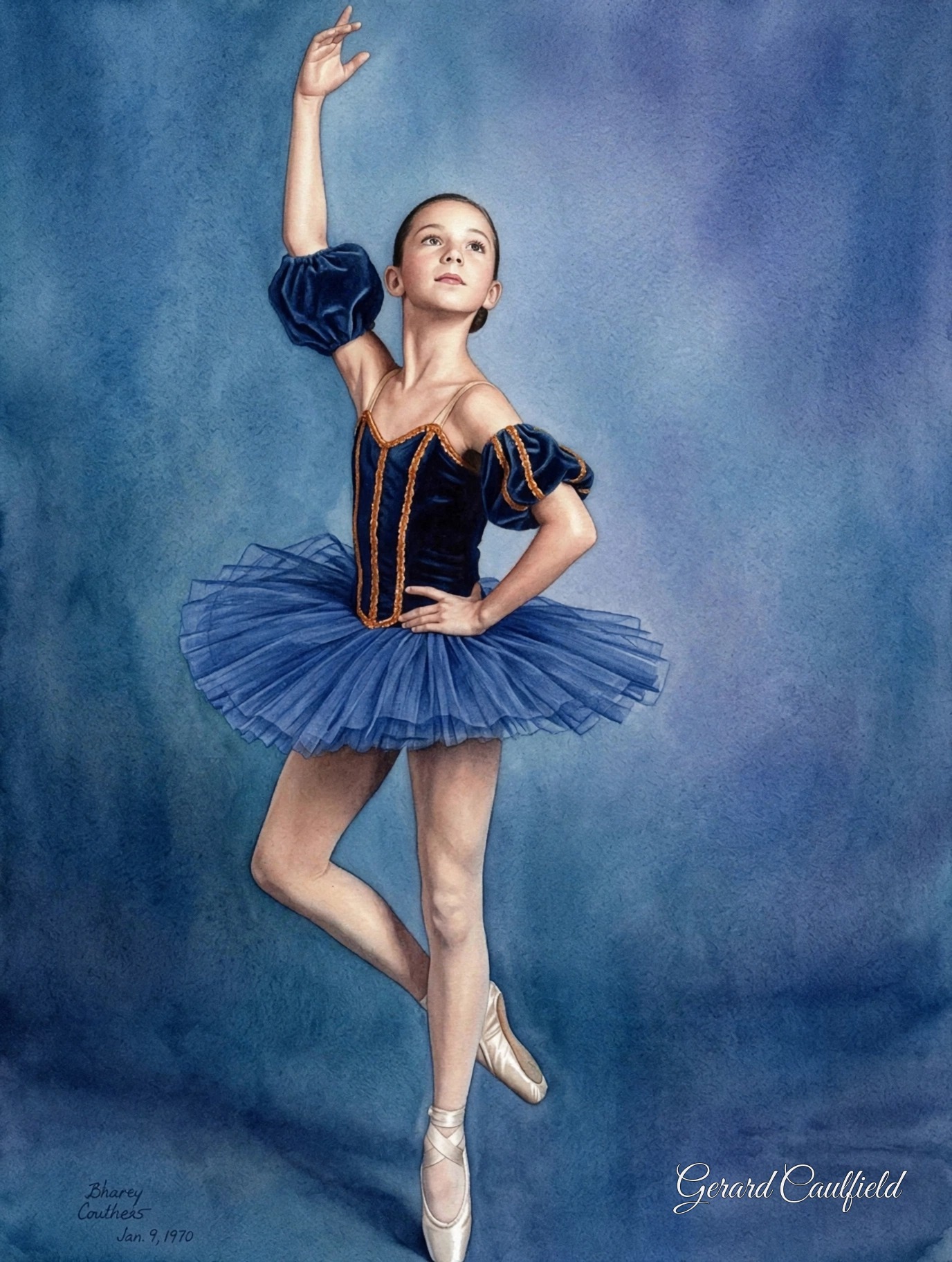 Signed realistic Art to AI version of a ballerina in blue
