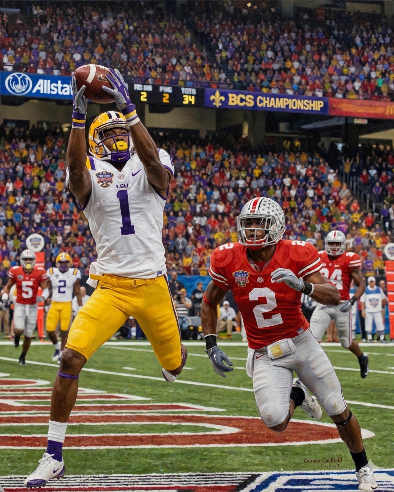 Art to AI version for LSU #1 vs Ohio State — BCS Championship, artwork by Gerard Caulfield