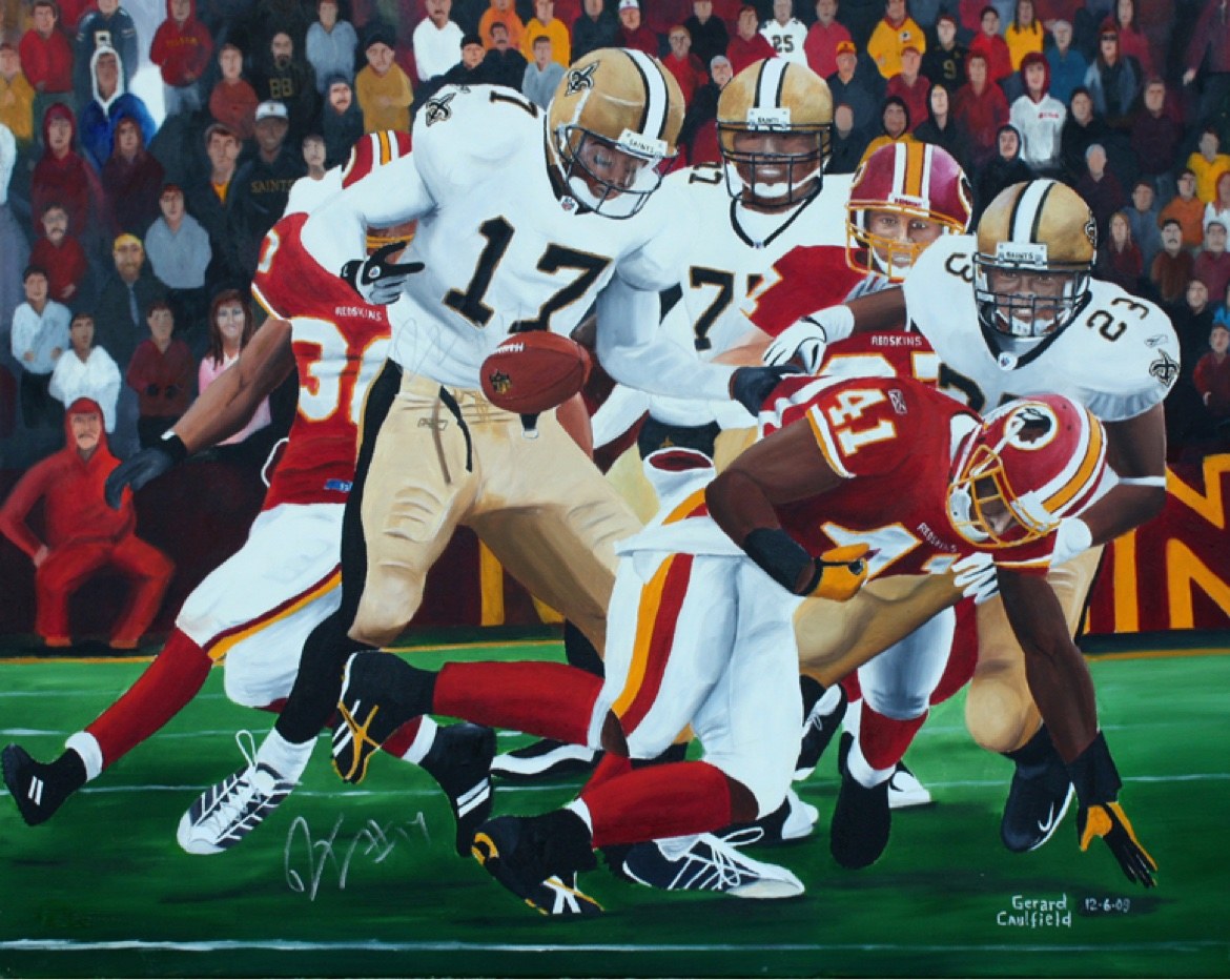 Saints vs. Redskins, Game 12, original oil painting by Gerard Caulfield