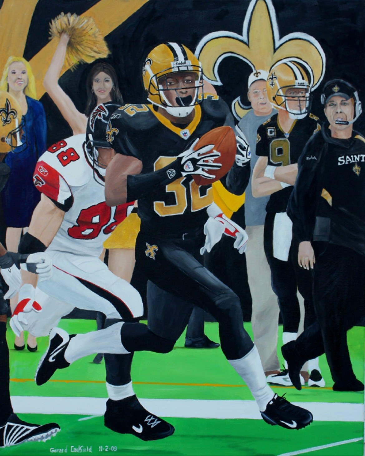 Saints vs. Falcons, Game 7, original oil painting by Gerard Caulfield