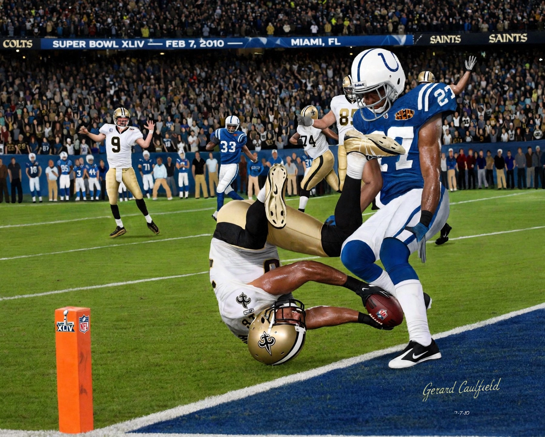 Art to AI version for Lance Moore Two-Point Conversion, artwork by Gerard Caulfield