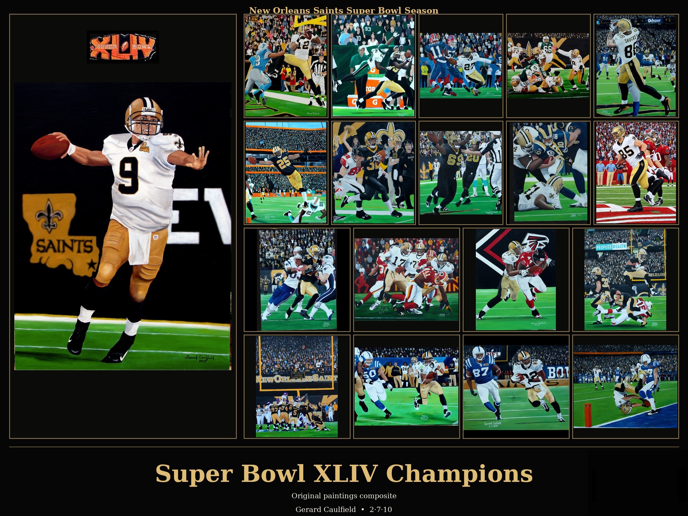 Original Super Bowl XLIV Champions composite by Gerard Caulfield