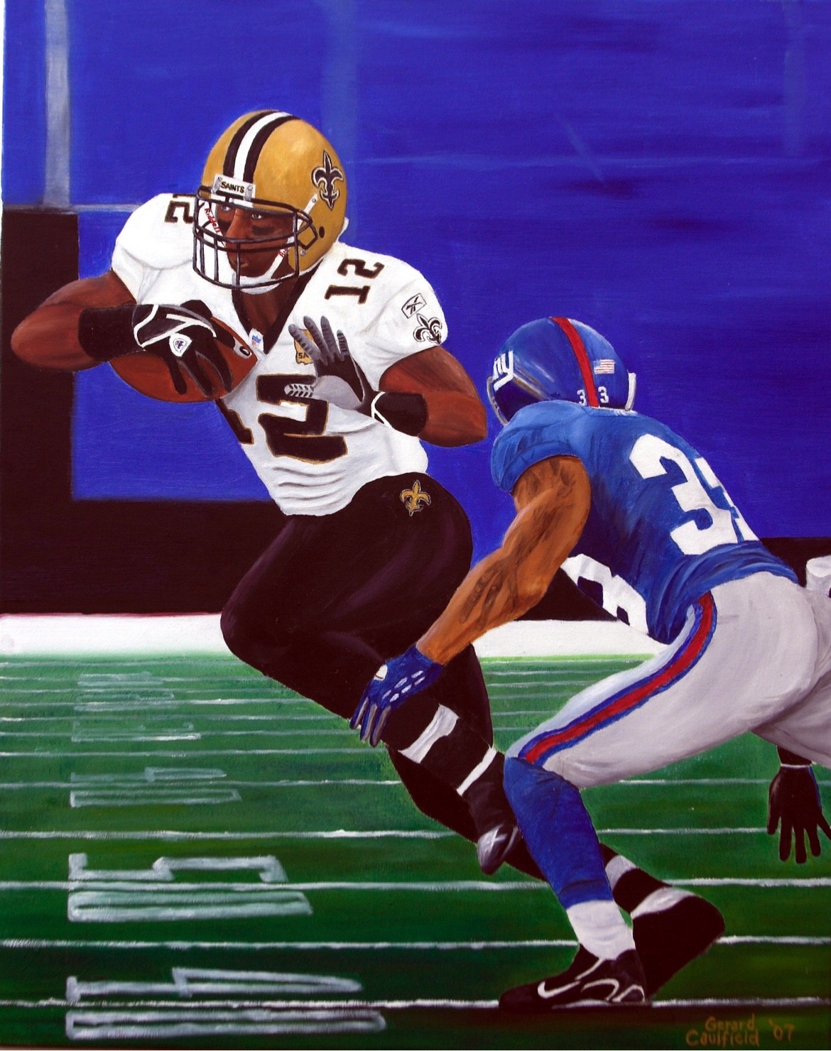 Original oil painting for Marques Colston — 2007, artwork by Gerard Caulfield