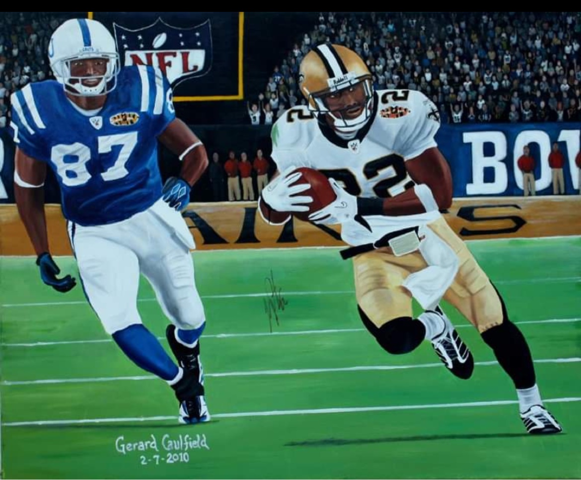 Tracy Porter Pick-Six original oil painting by Gerard Caulfield